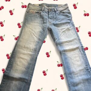 Diesel Men's Faded Blue Straight Jeans